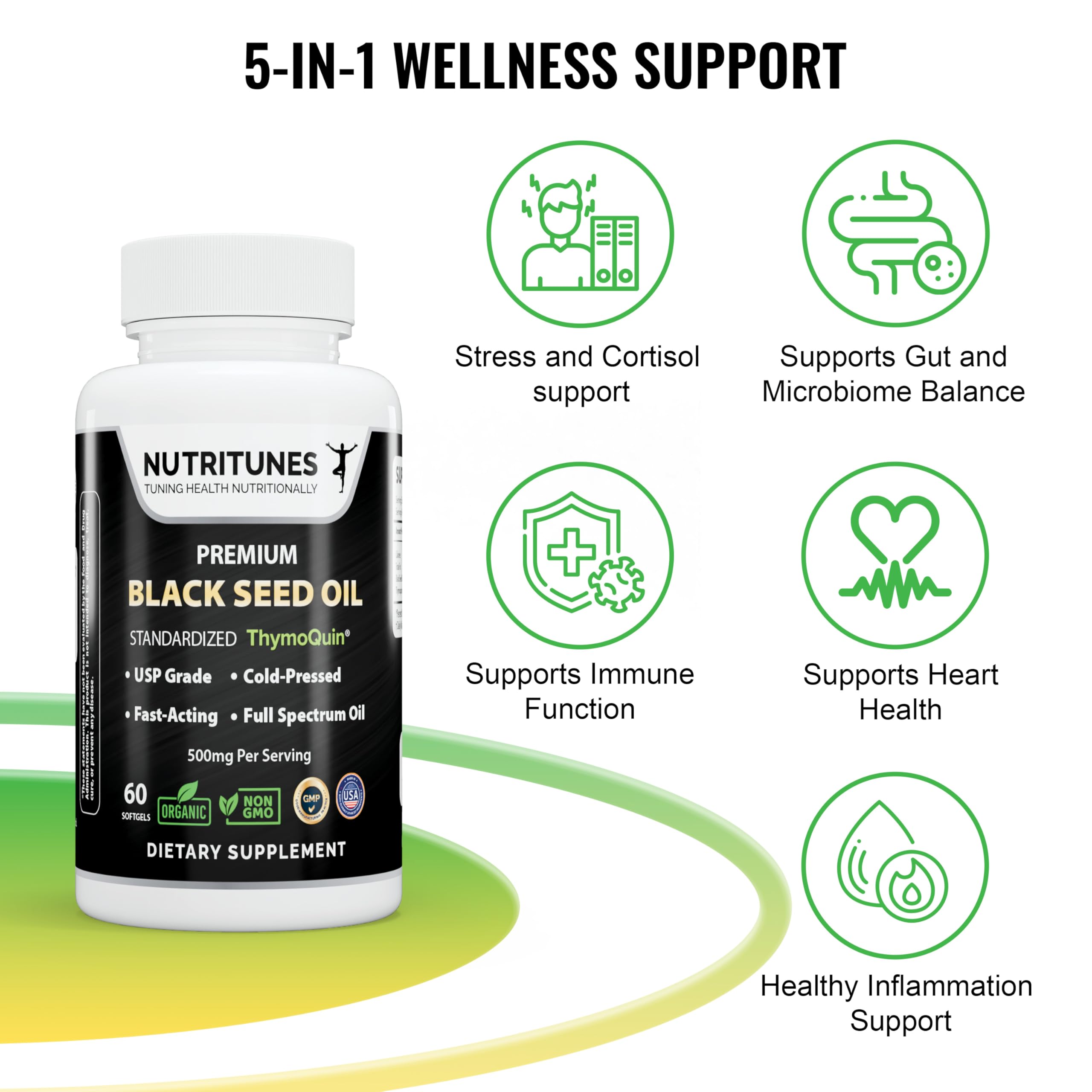 Nutritunes softgel capsule close-up for convenient daily supplementation