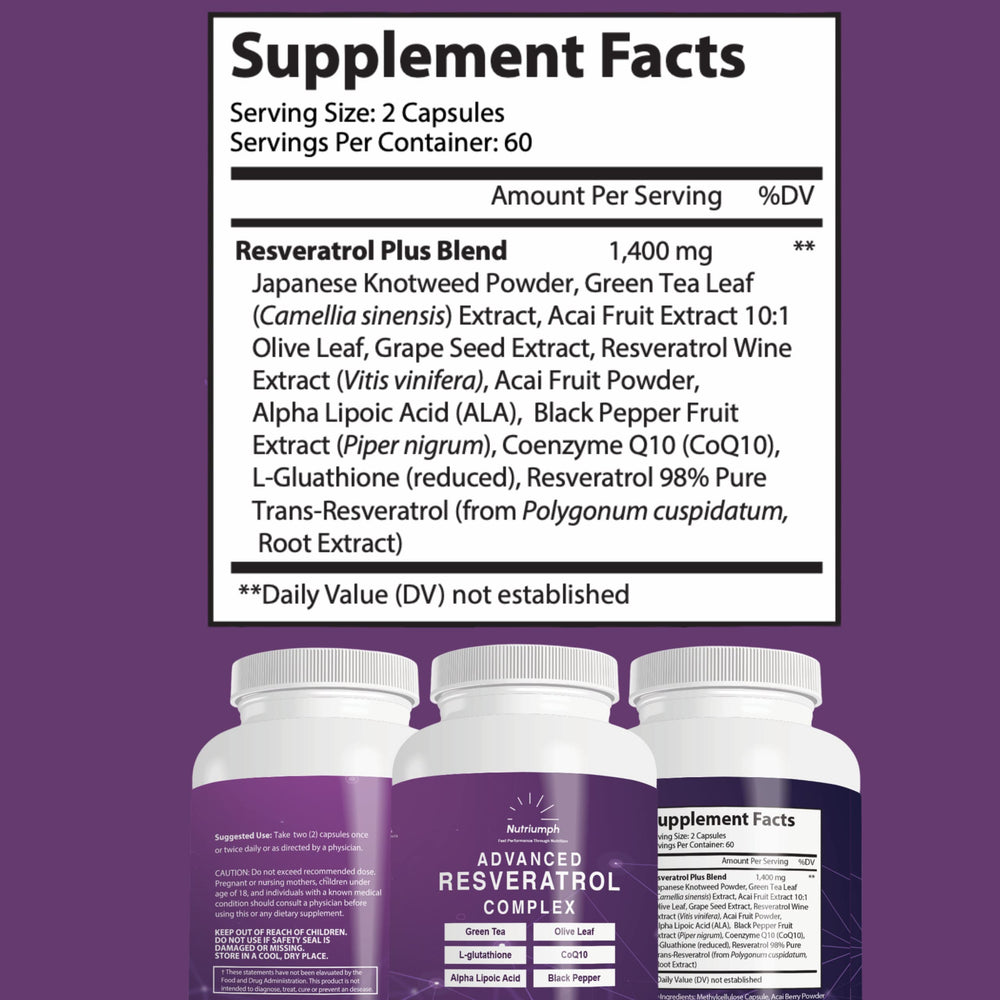 Nutriumph Olive Leaf and Grape Seed extract visual highlights protective antioxidant blend.