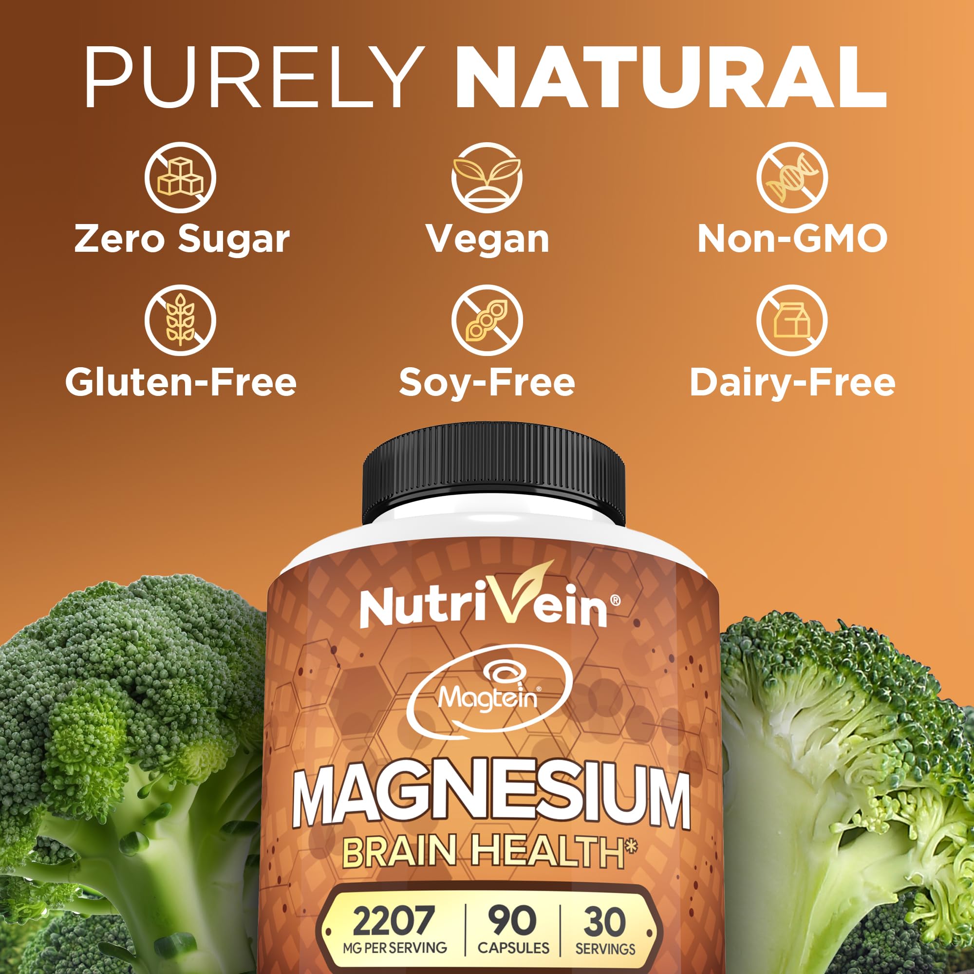 Nutrivein Magtein cap and seal communicate product integrity and freshness.