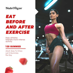 NutriVigor Creatine Gummies label detailing 5g per serving for performance.
