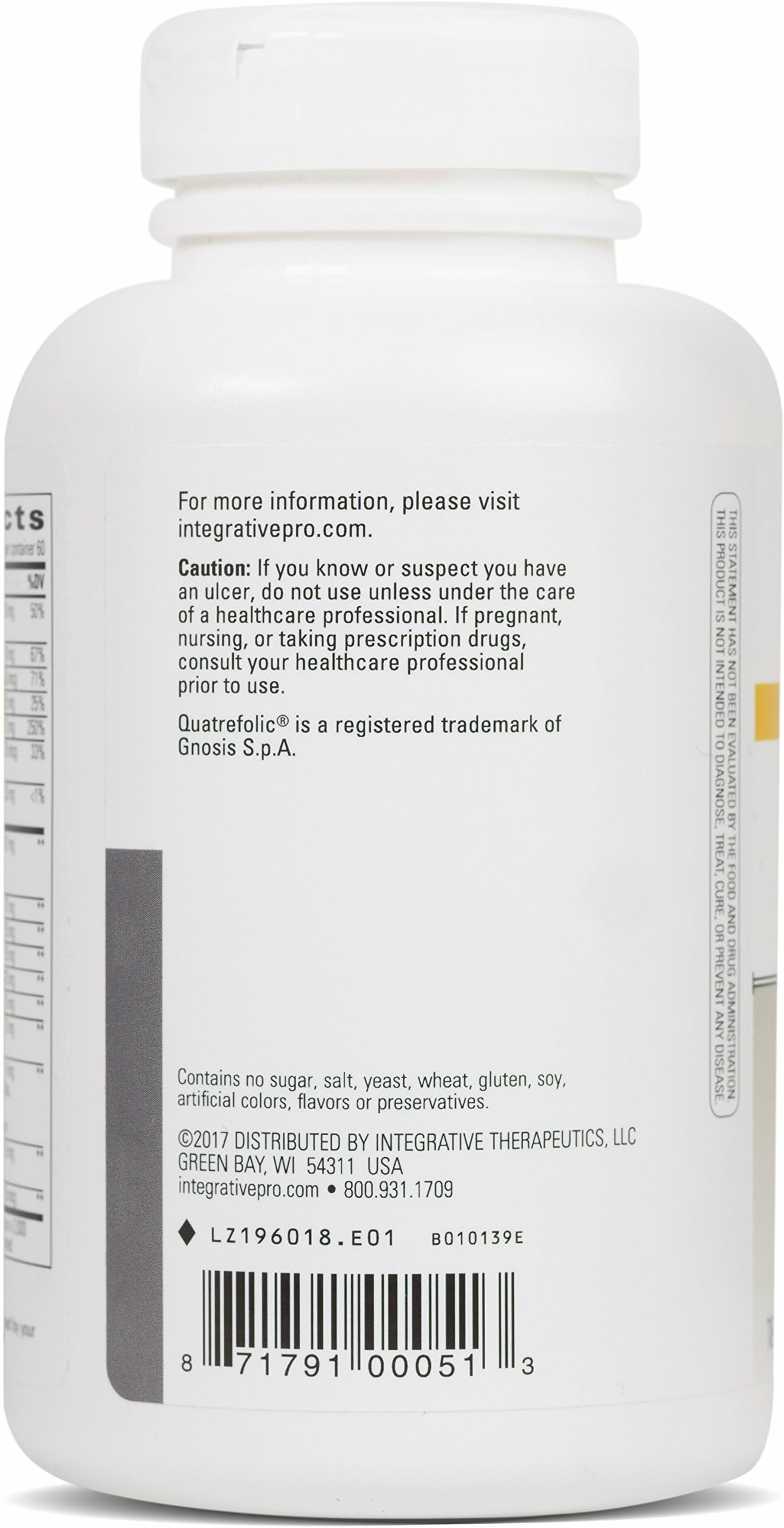 NutriVitamin Enzyme Complex nutrition label closeup highlighting vitamins.