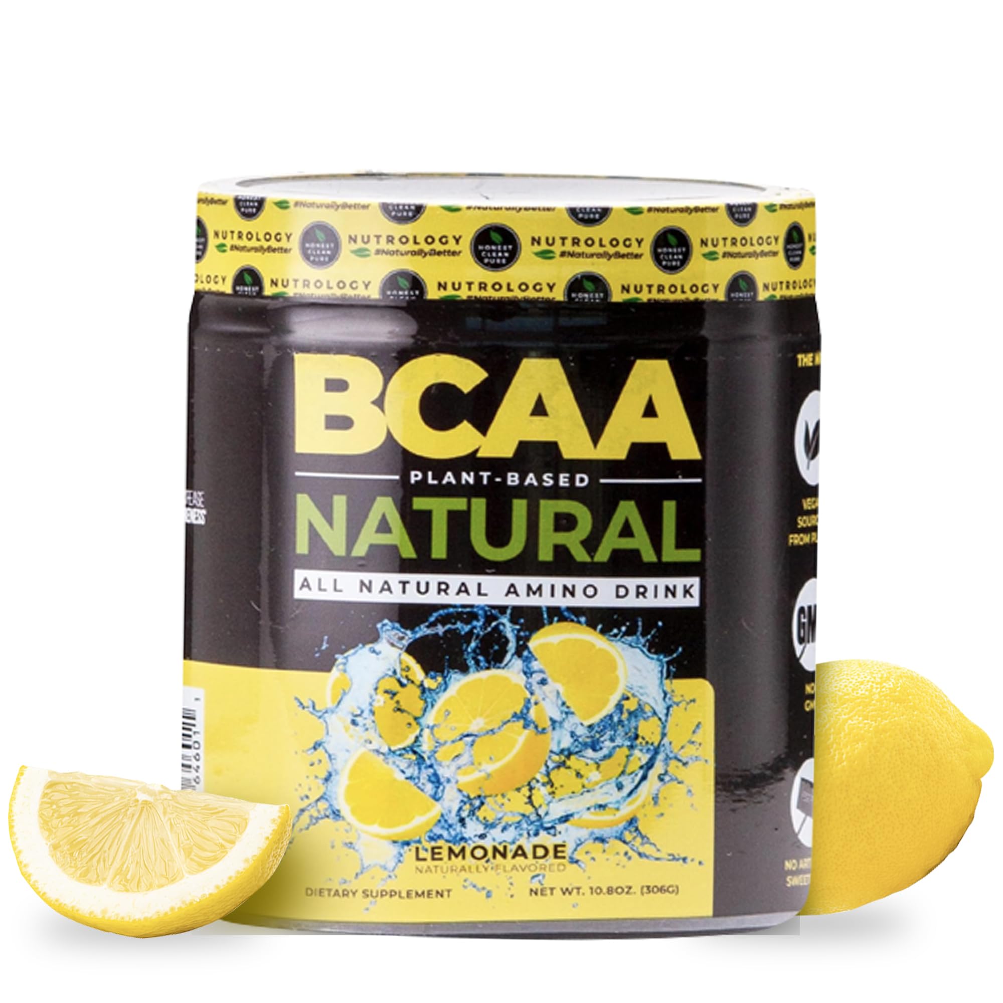 Nutrology BCAA Natural lemonade bottle for refreshing post-workout recovery.