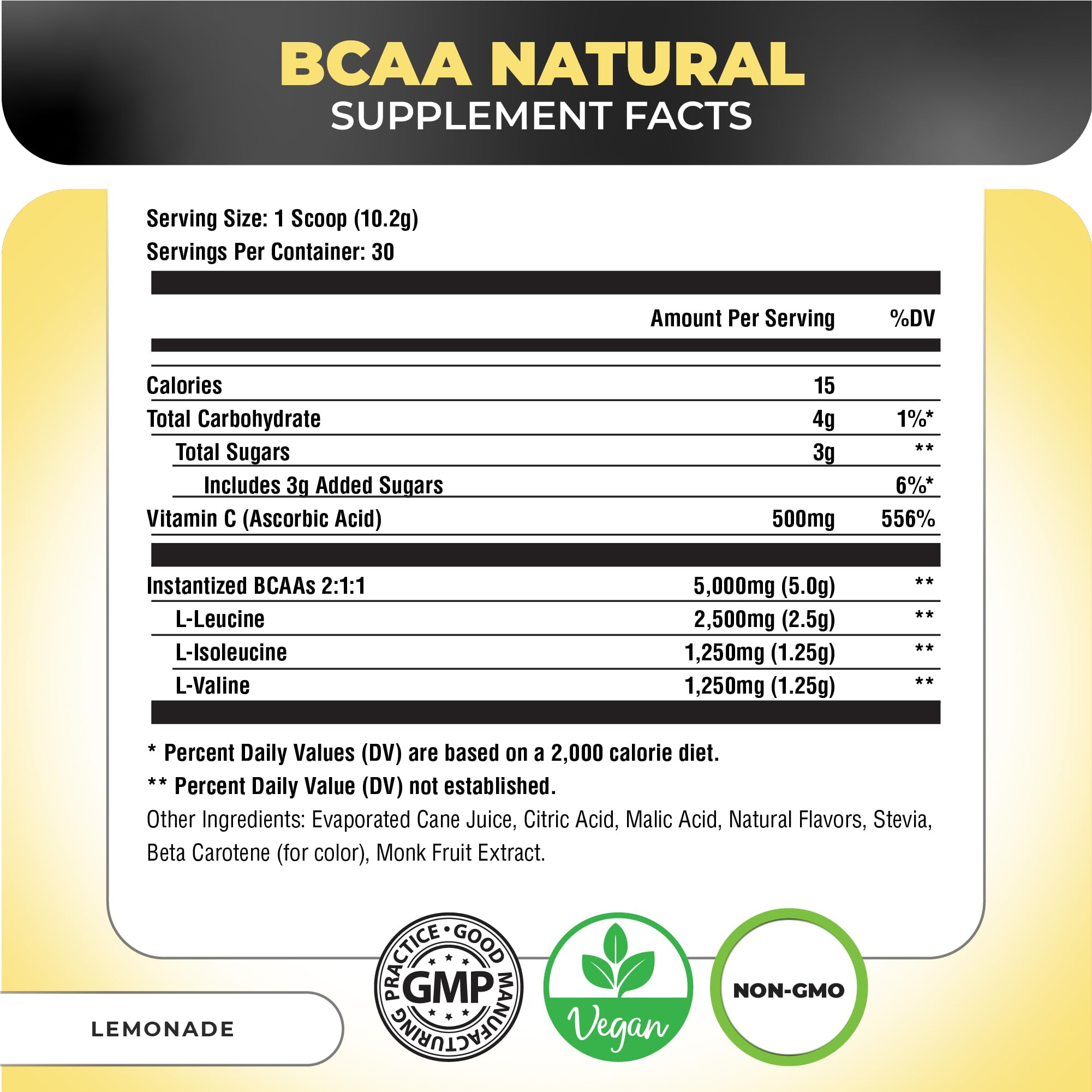 Nutrology BCAA Natural scoop measuring 5g of plant-based BCAAs for recovery.