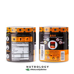 Nutrology Orange Coconut BCAA pours into glass for pre- or post-workout fueling