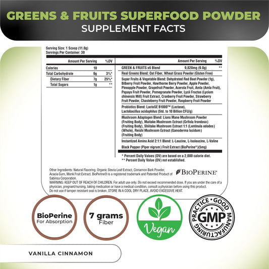 Nutrology Greens & Fruits Powder scoop for easy smoothie mixing
