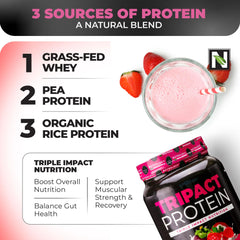 Nutrology TRIPACT probiotic digestive enzymes label emphasizing gut-friendly ingredients.