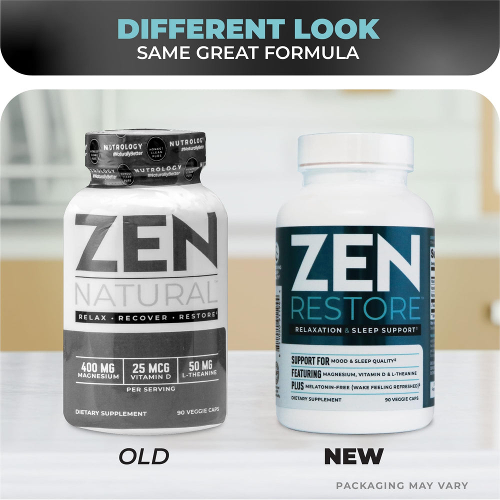 L-Theanine capsules from Zen Restore promoting calm focus before bed