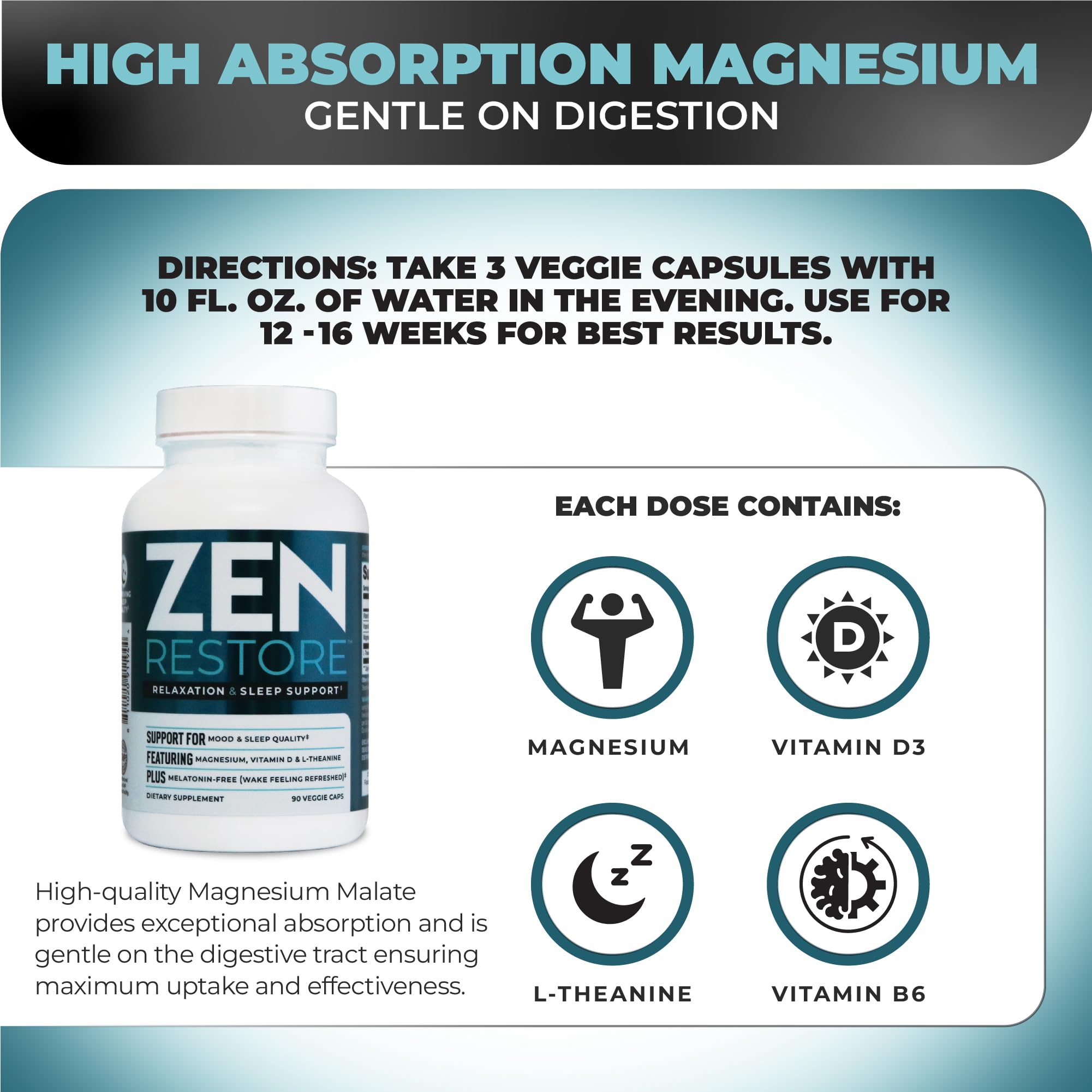 Bottle being poured to suggest a simple daily evening routine with Zen Restore