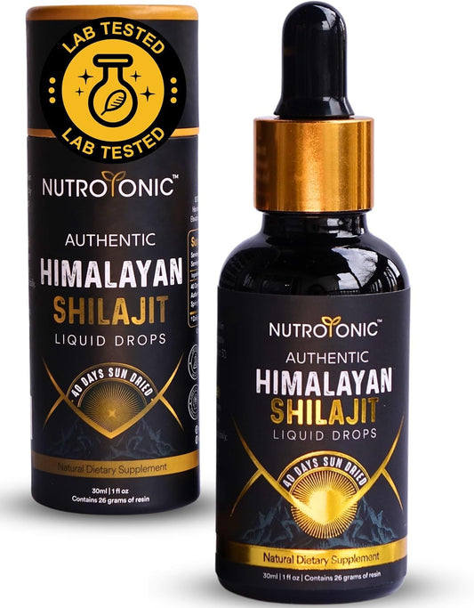 NutroTonic authentic Himalayan Shilajit bottle close-up for daily vitality