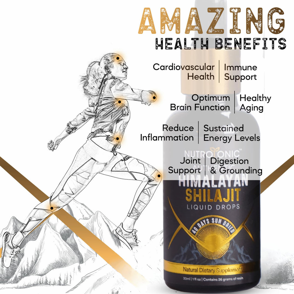NutroTonic Shilajit liquid drops being dispensed for easy daily use
