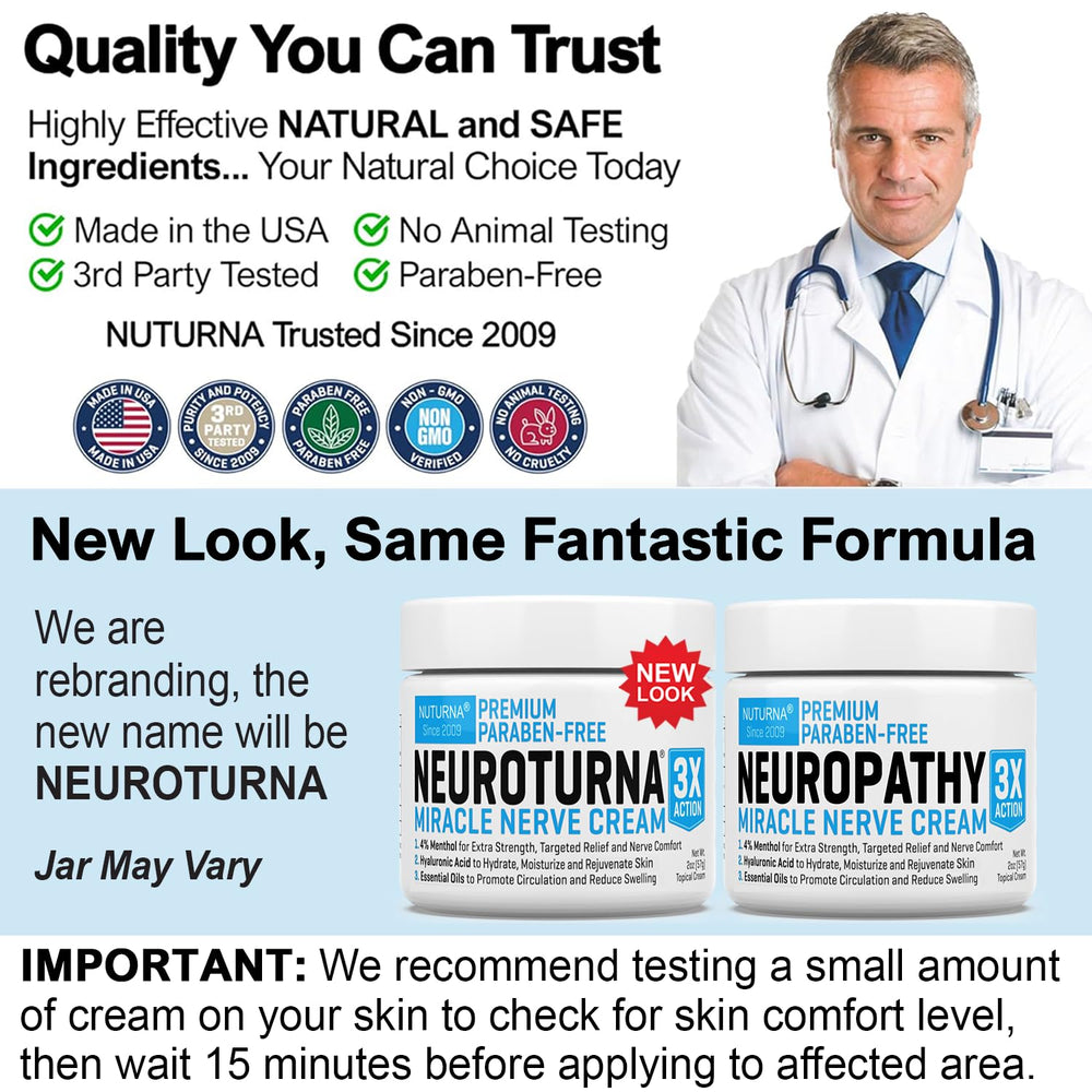 Nuturna 8oz nerve relief cream jar for convenient at-home care.