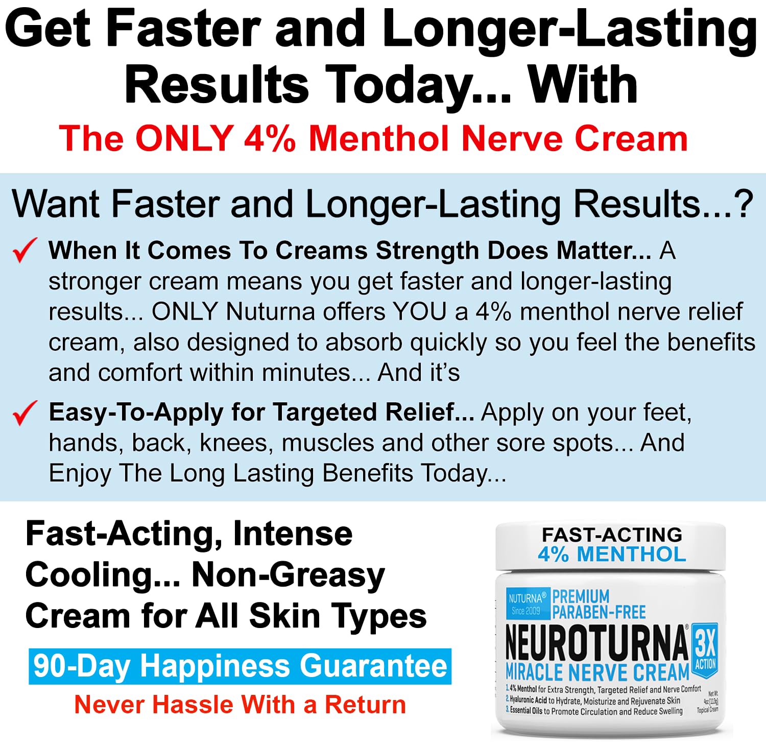Nuturna Menthol 4% label close-up highlighting refreshing cooling sensation.