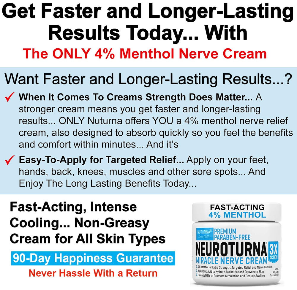 Nuturna Menthol 4% label close-up highlighting refreshing cooling sensation.
