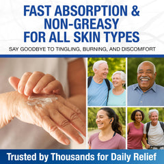 Nuturna Neuropathy Relief Cream applied to feet showing relief for feet and toes.