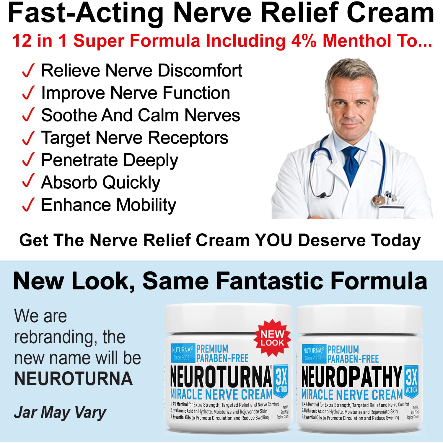 Nuturna Neuropathy Nerve Relief Cream massage scene conveys soothing, fast-acting comfort.