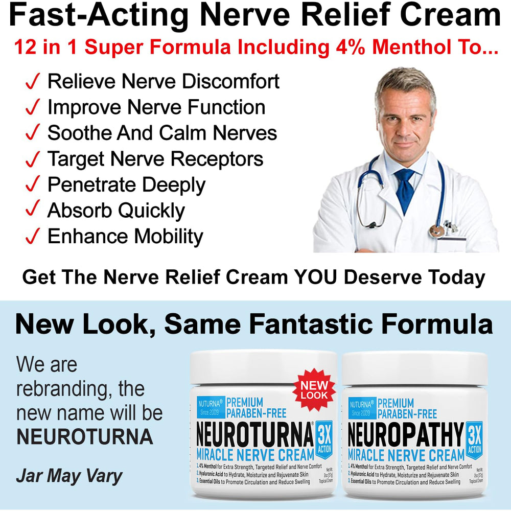 Nuturna Neuropathy Nerve Relief Cream massage scene conveys soothing, fast-acting comfort.