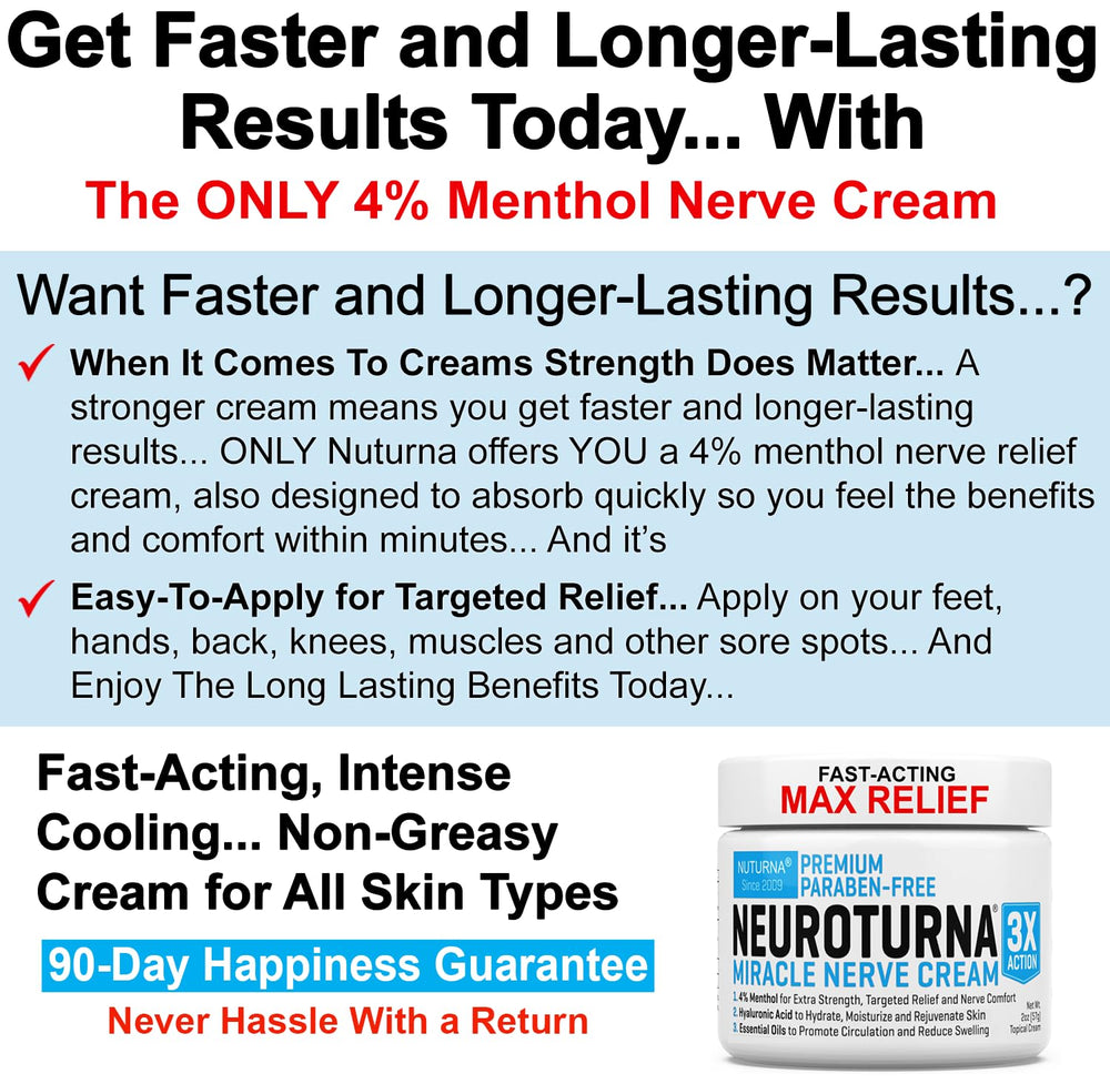 Nuturna Neuropathy Nerve Relief Cream texture and application closeup shows non-greasy feel.