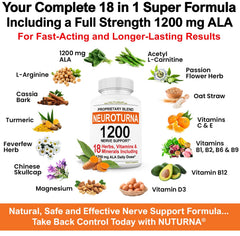 Nuturna Neuroturna ingredients graphic highlighting vitamins, minerals, and herbs.