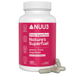 NUU3 Nature’s Superfuel bottle close-up for daily wellness support
