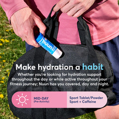 Nuun Sport grape tablets in a gym bag ready for workouts
