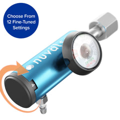Nuvalsa flow dial for adjustable oxygen scaling in ozone therapy setups