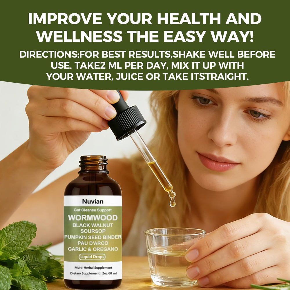NUVIAN Pau d'Arco and garlic ingredients featured for herbal digestive care.