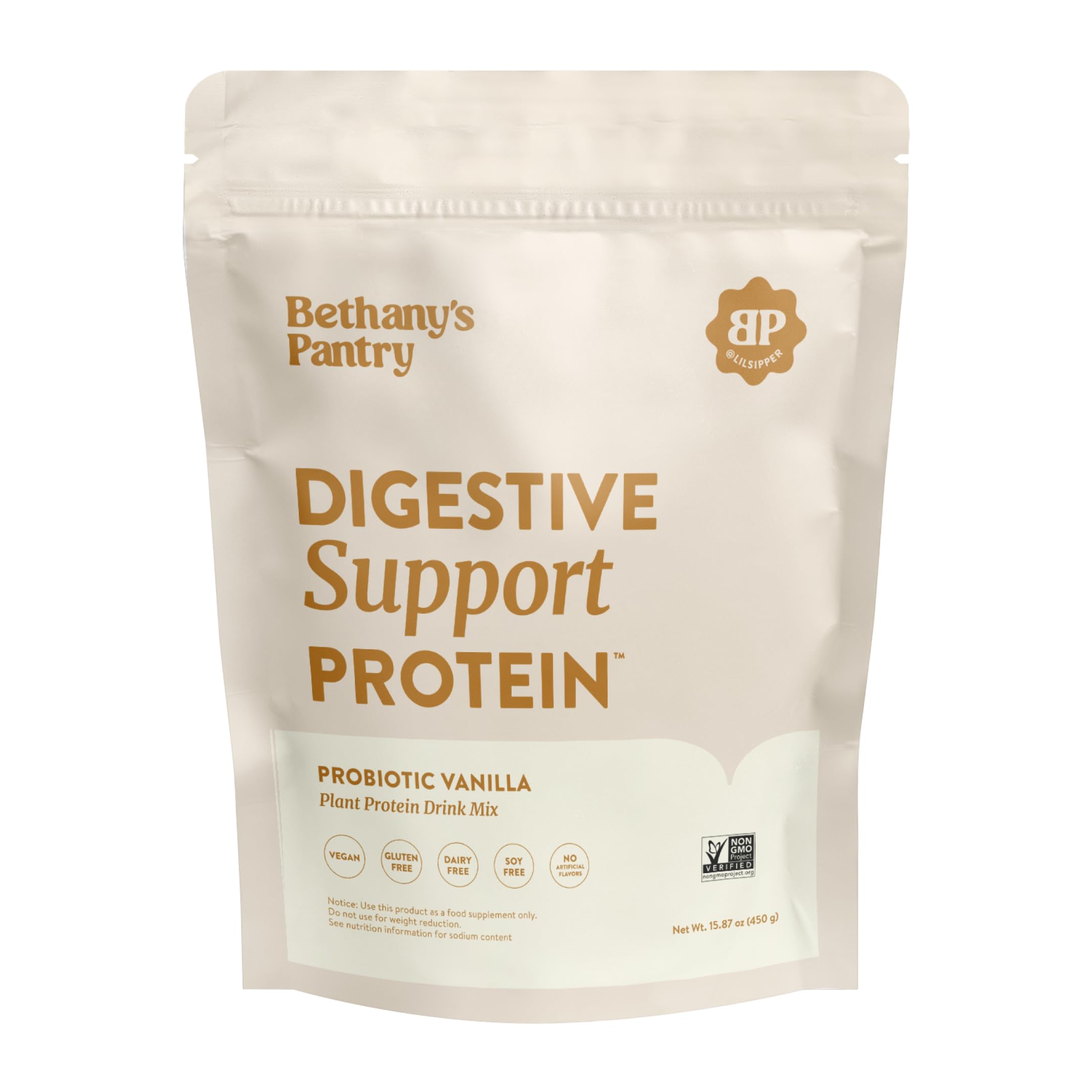 Nuzest Bethany's Pantry Digestive Bottle Pour shows easy, on-the-go serving for digestive support.