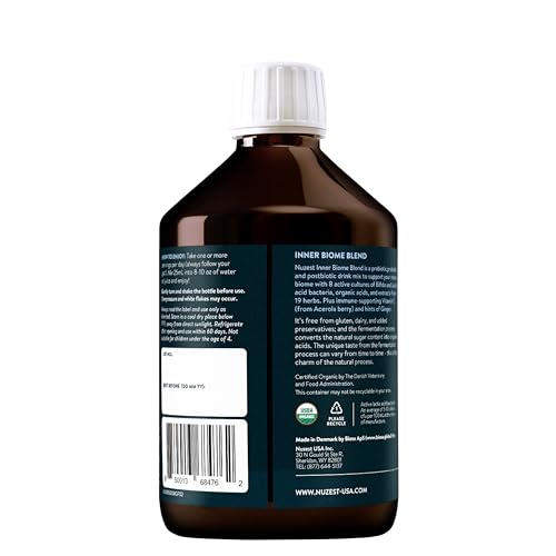 Nuzest Inner Biome Blend pour demonstrates convenient probiotic intake for a busy day