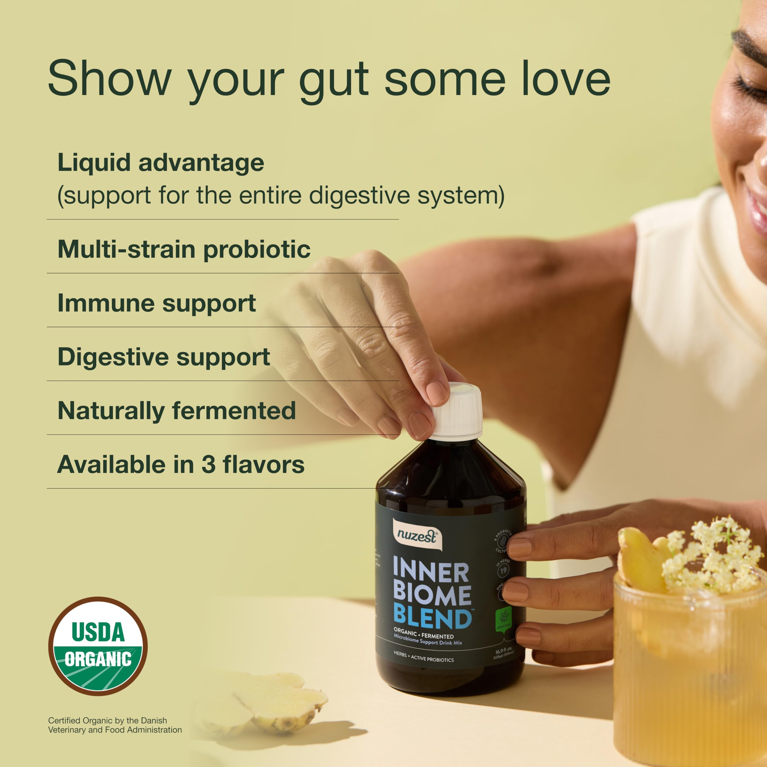 Nuzest Inner Biome Blend organic certification seal signals trusted sourcing