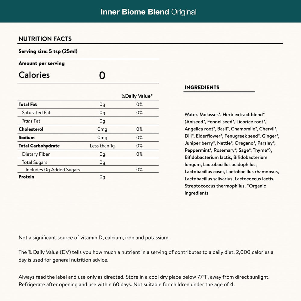 Nuzest Inner Biome Blend original flavor bottle reveals natural fermentation texture