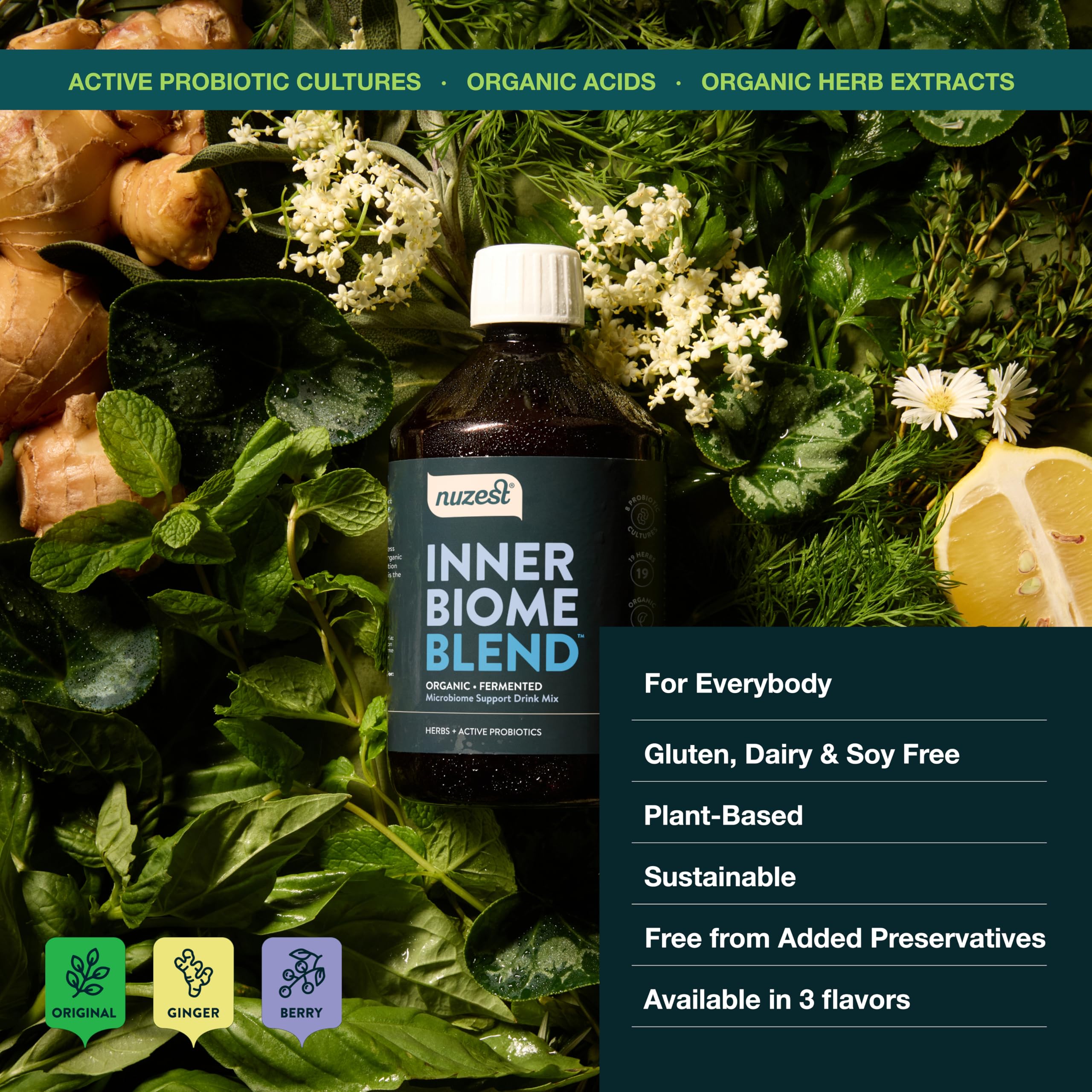 Nuzest Inner Biome Blend spoon beside bottle for serving