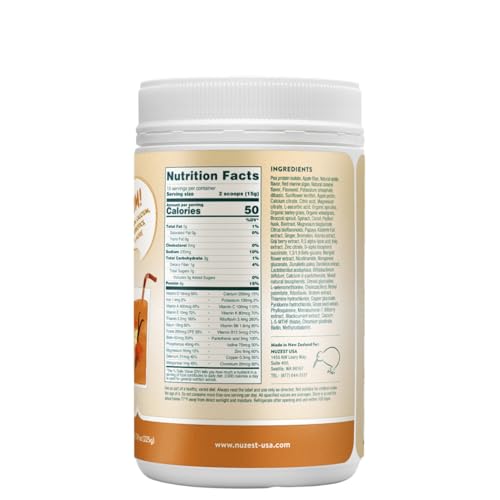 Nuzest Kids Good Stuff front-of-pack showing servings and nutrients
