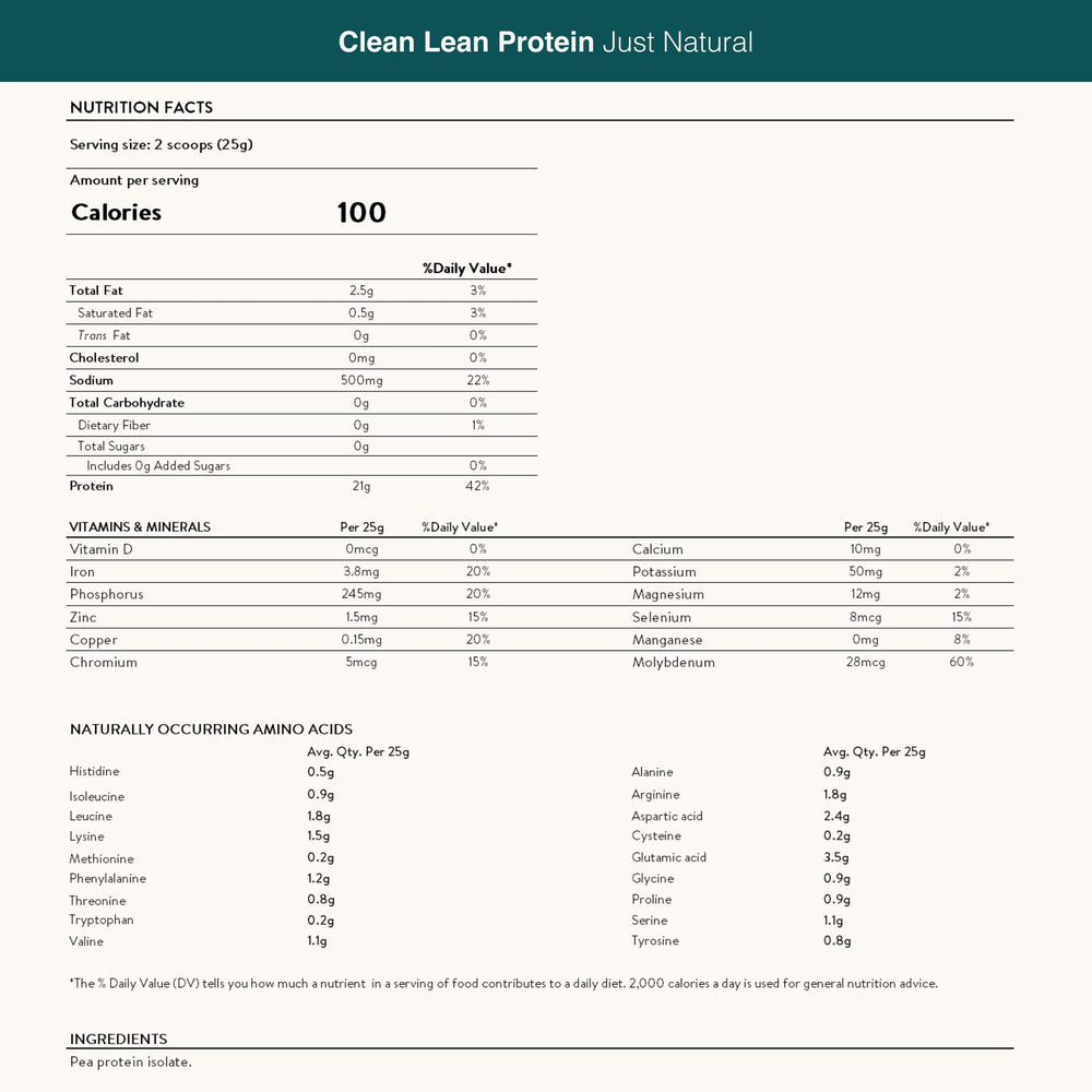 Nuzest pea protein powder lifestyle shot with gluten-free and dairy-free branding