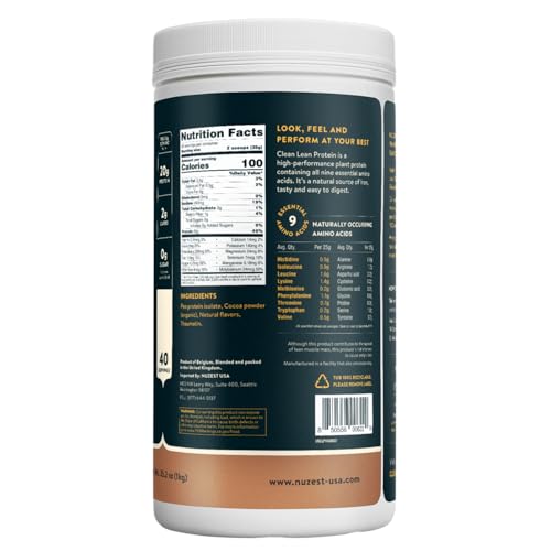 Dosing scoop with Nuzest pea protein powder for precise servings.