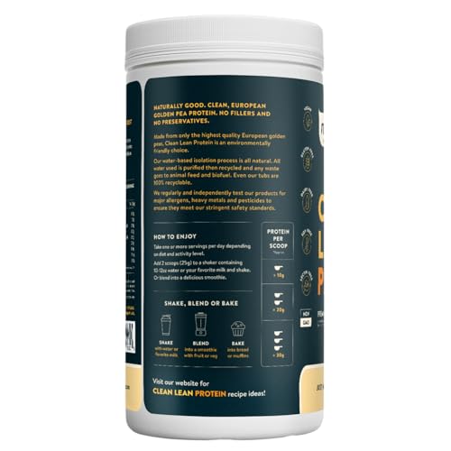Nuzest pea protein powder ingredients label close-up highlighting allergen-free formula