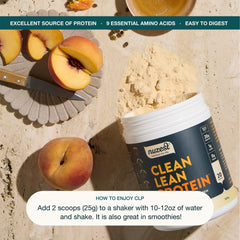 Nuzest pea protein shake in a glass for quick post-workout use.