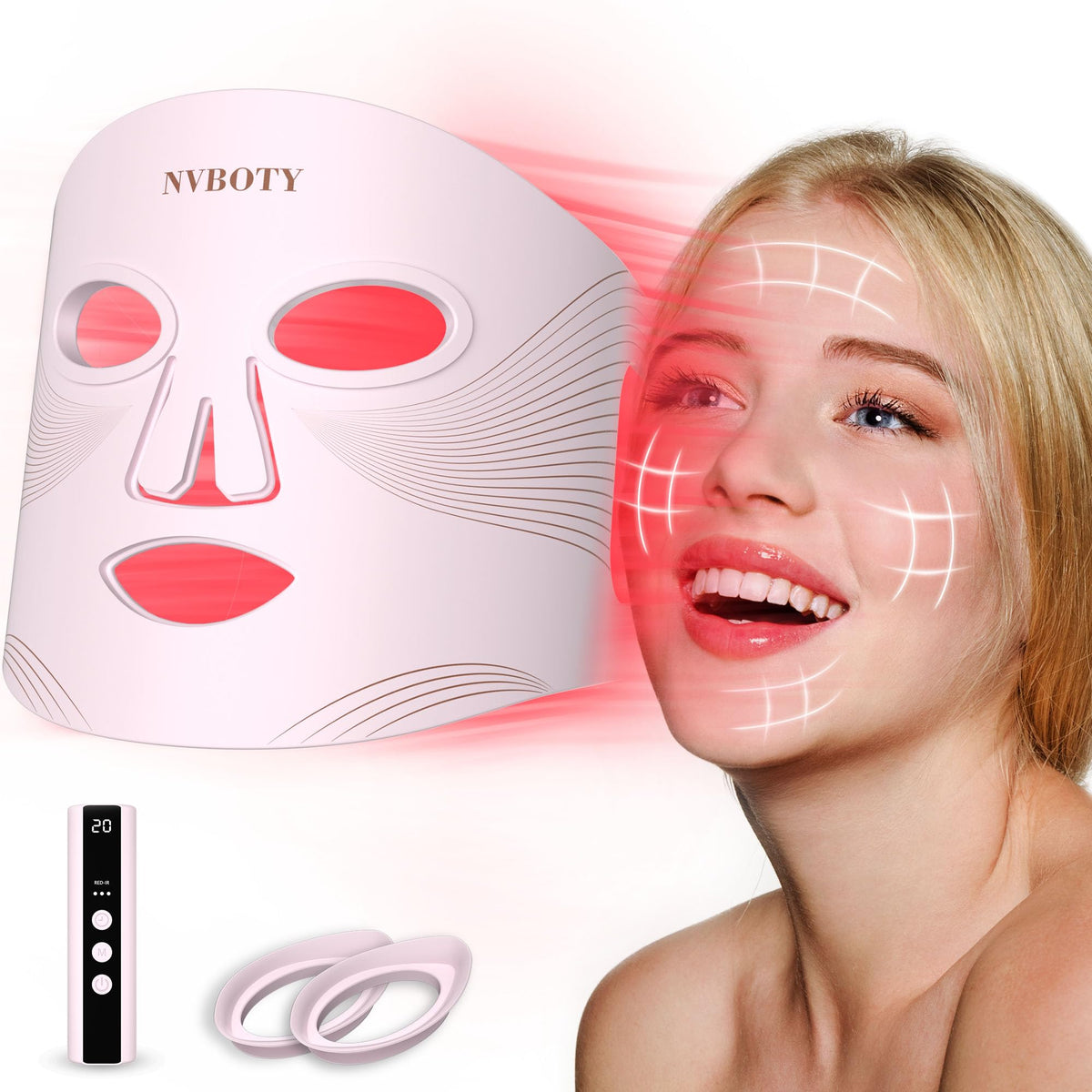 NVBOTY LED face mask front view for at home skincare convenience