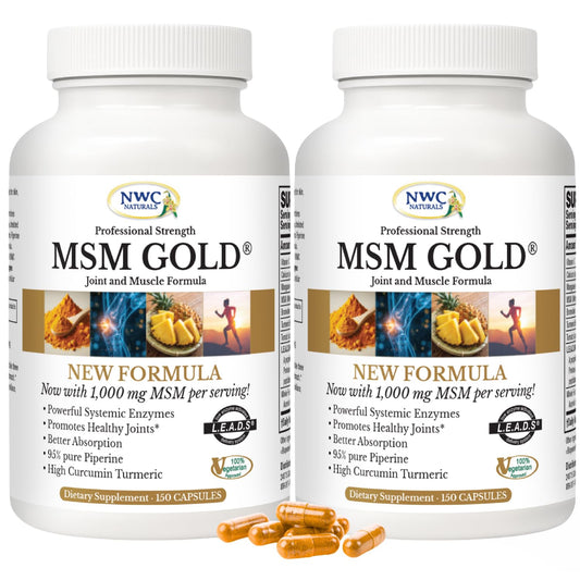 NWC Naturals MSM Gold Systemic Enzyme bottle ready for daily use and absorption support