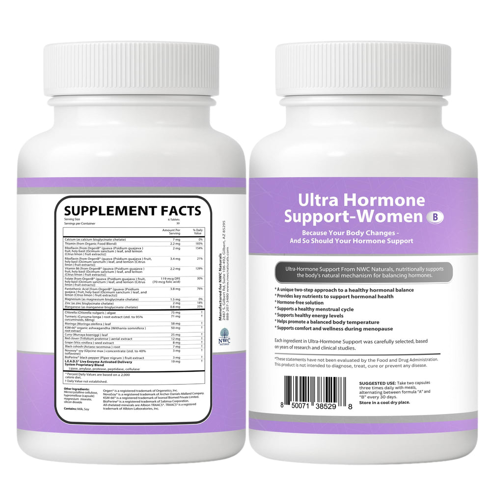 NWC Naturals Ultra-Hormone Support infographic illustrating the two-phase system.