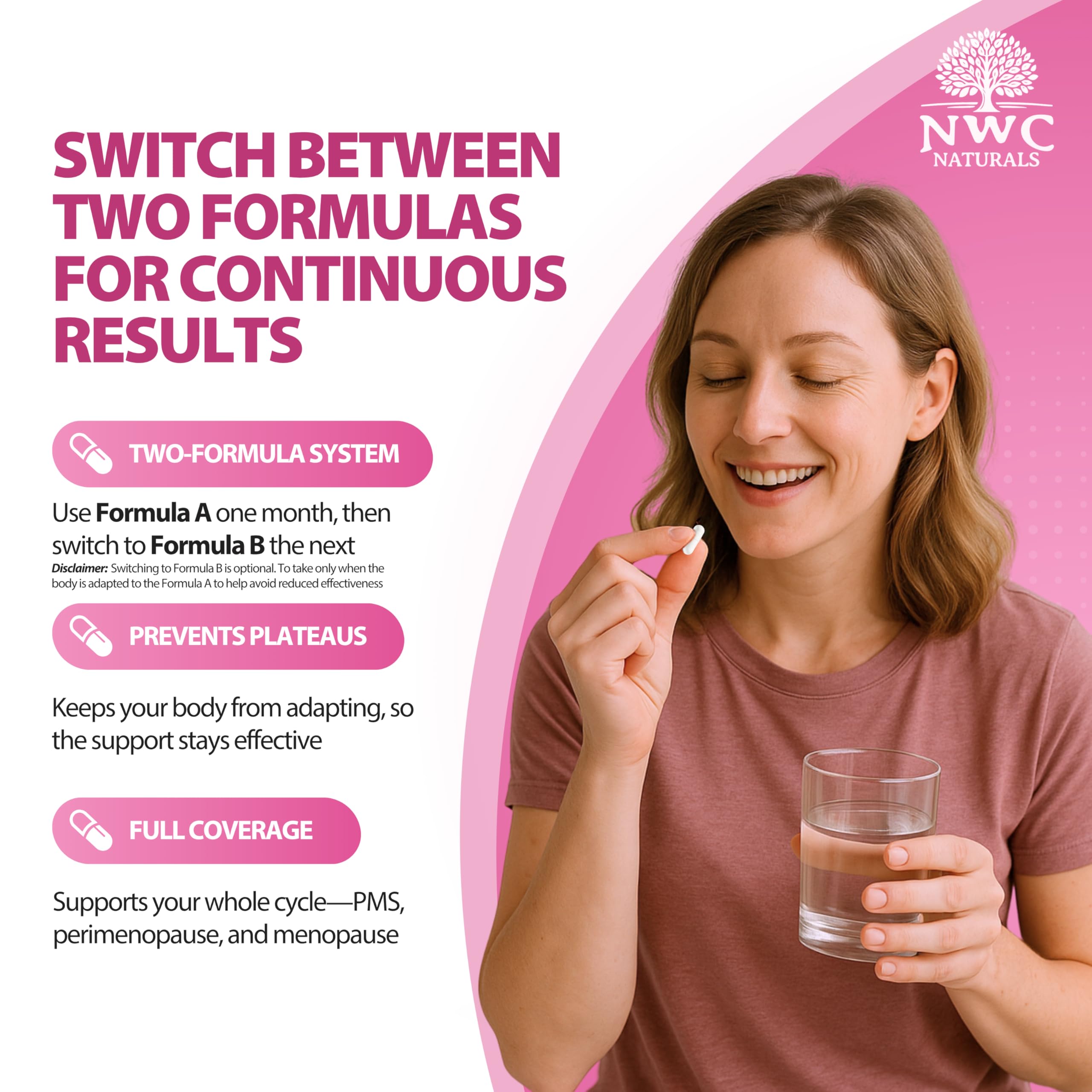 NWC Naturals Ultra-Hormone Support Formula A bottle cap view showing precise dosage guidance