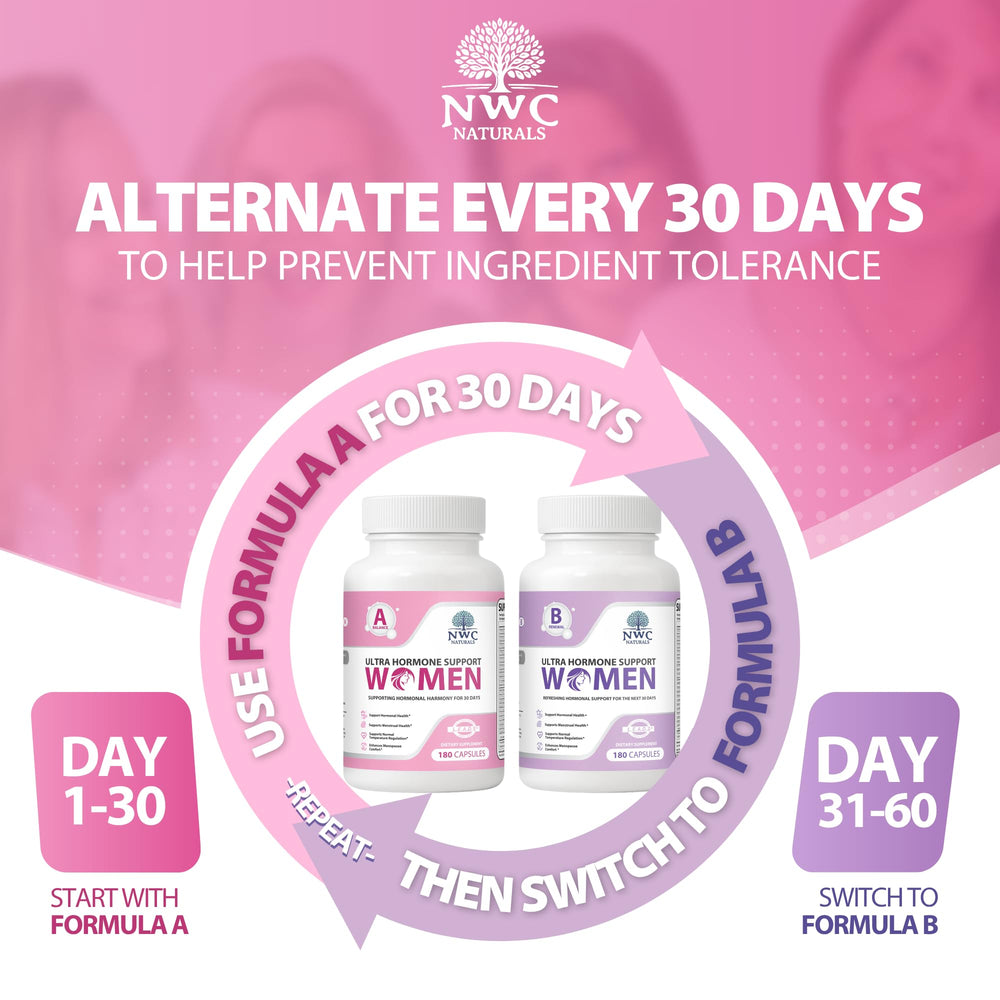 NWC Naturals Ultra-Hormone Support Formula A bottle with glass for convenient daily routine