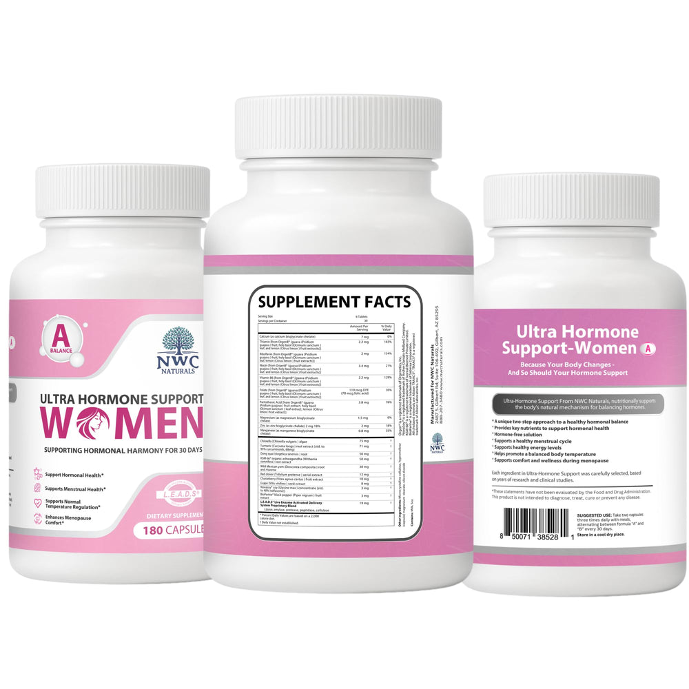 NWC Naturals Ultra-Hormone Support Formula A product shot with label indicating trusted quality