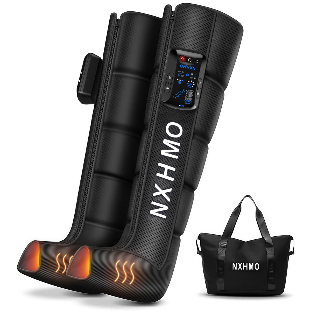 NXHMO cordless leg massager in balance boot improves circulation during recovery