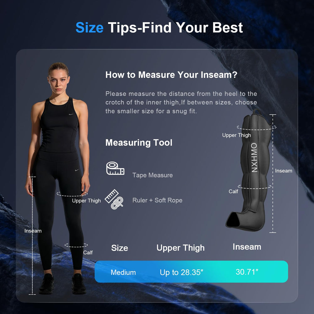 NXHMO leg massager full-leg session delivering comprehensive relief.