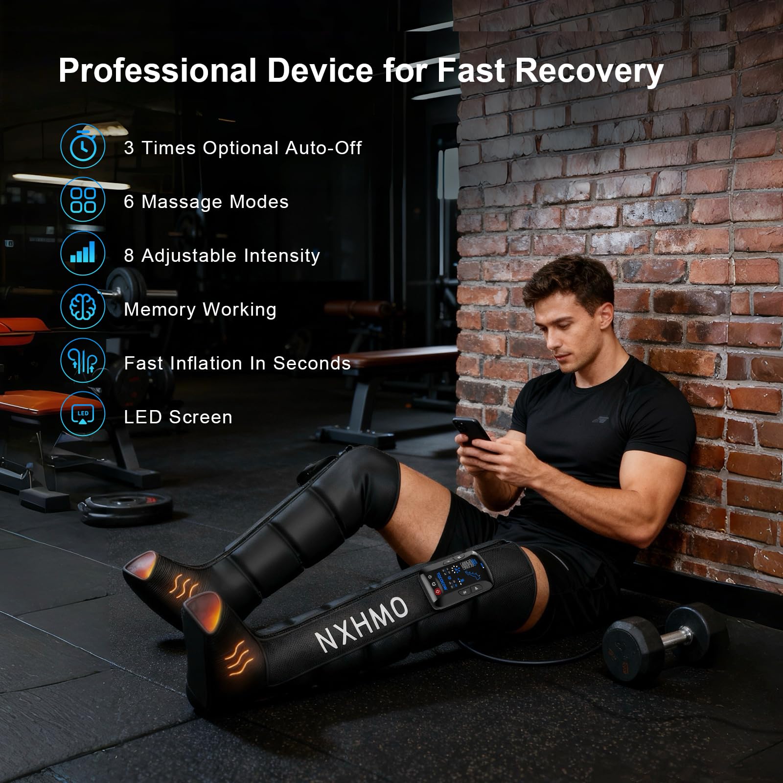 NXHMO leg massager heat function display soothing tired muscles