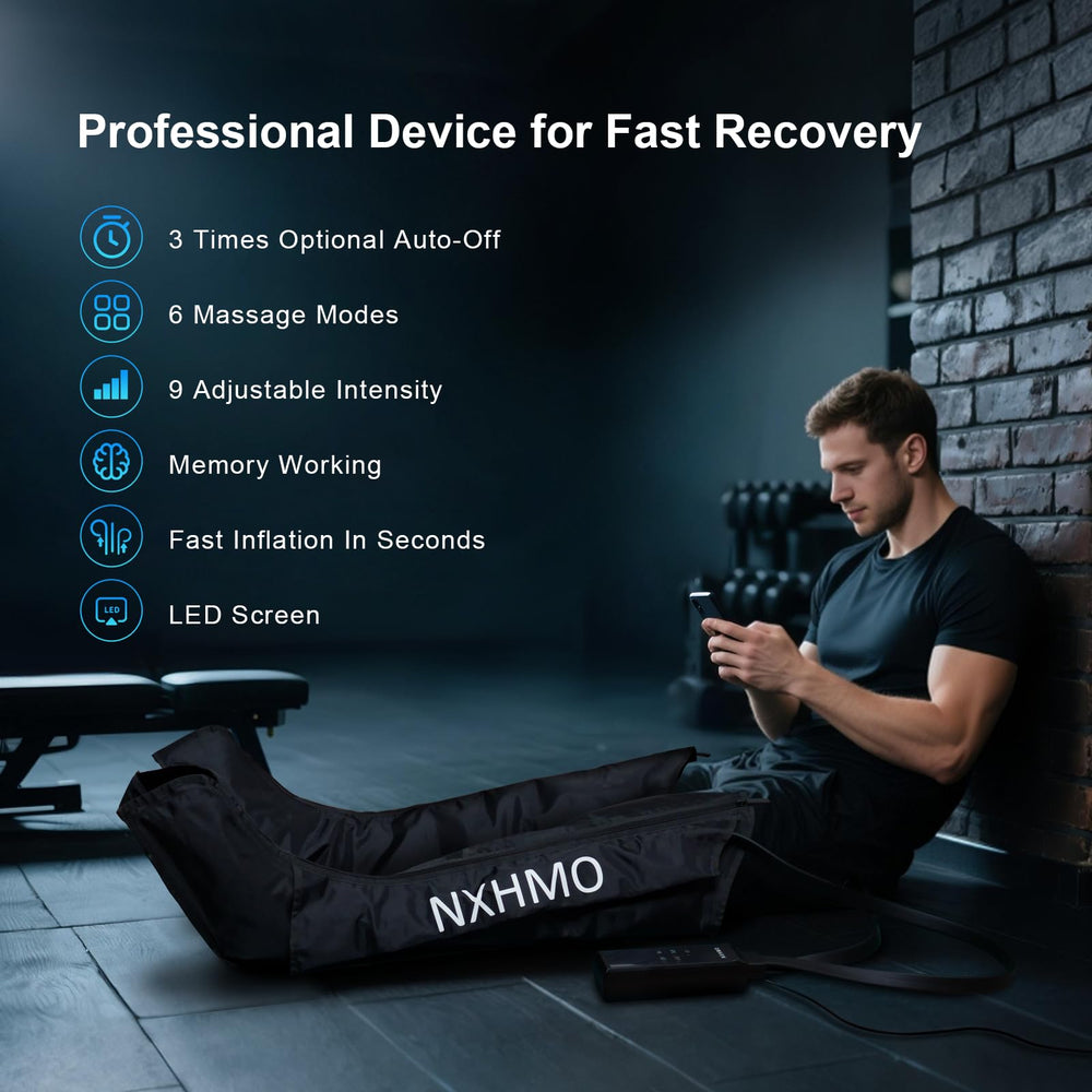 NXHMO leg massager thigh zone enabling full-leg recovery.