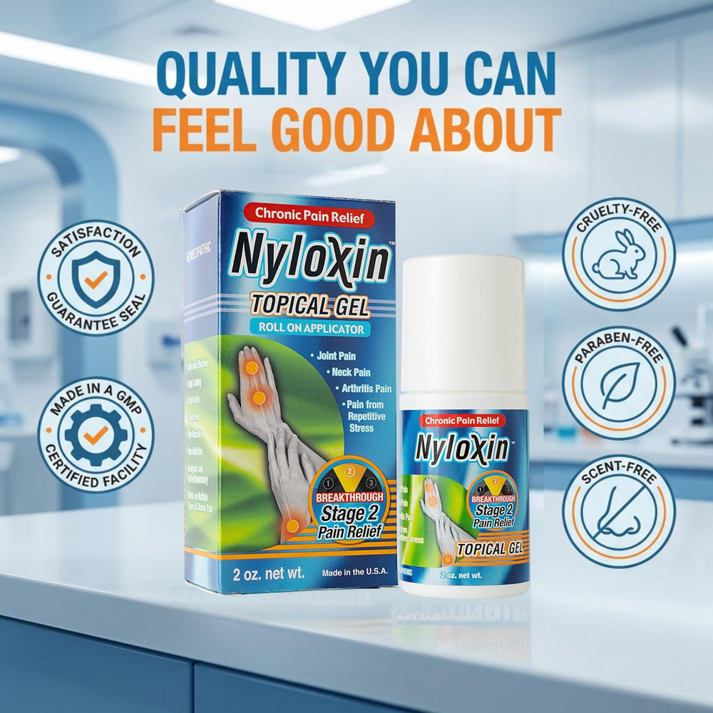 Nyloxin Back pain relief roll-on used for comfort.