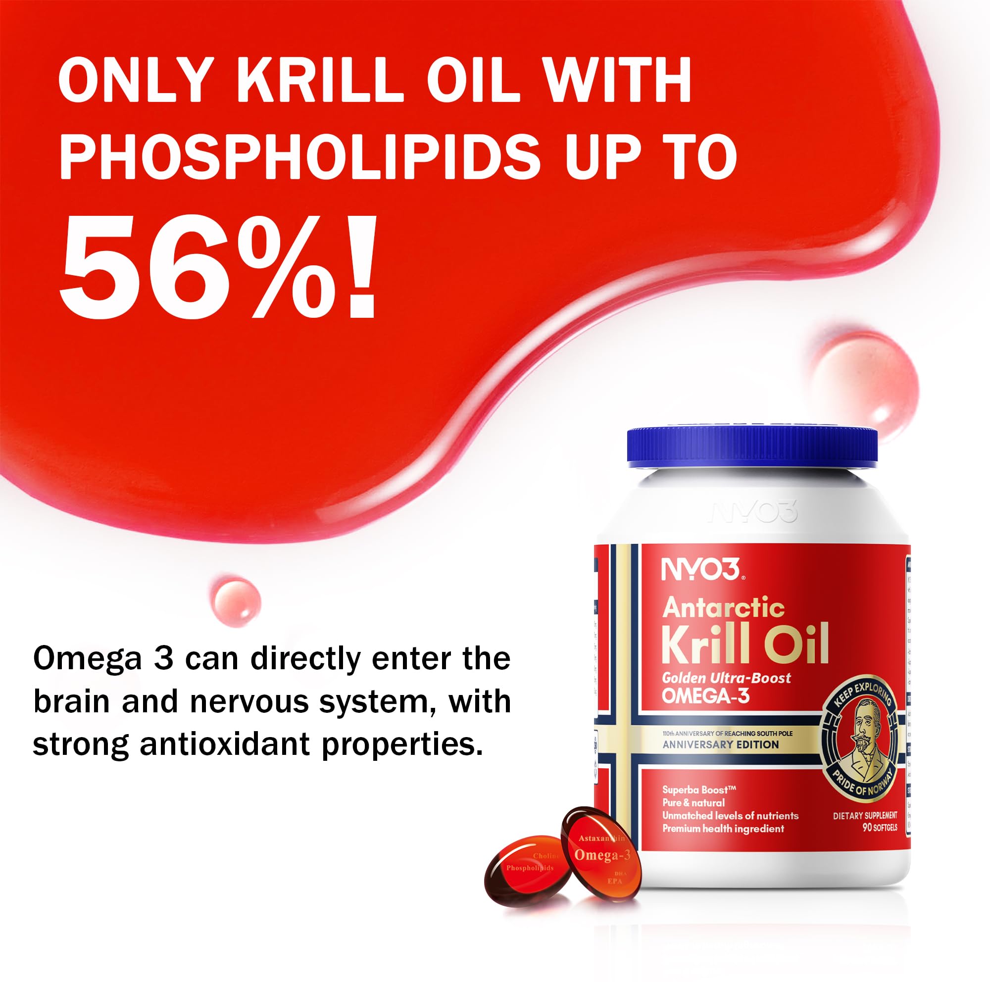 NYO3 Krill Oil Antarctic harvest concept emphasizes sustainable sourcing.