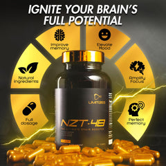 NZT-48 capsules closeup emphasizes convenient daily capsule format for consistent energy.