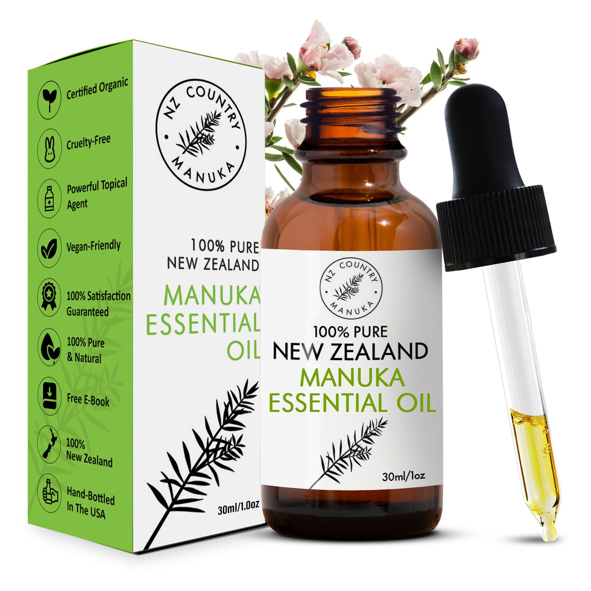 NZ Country Manuka Oil bottle with dropper for skin and nails
